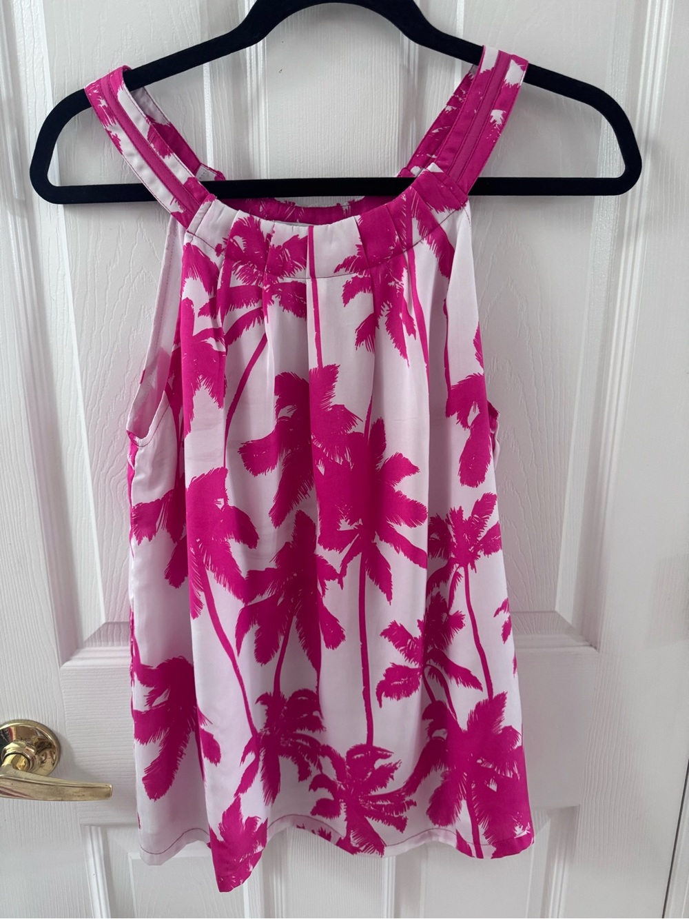 Jade Bright Pink Palm-Print Halter Top